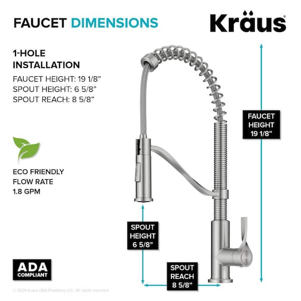 KRAUS Torak Spot Free Stainless Steel 19.13 in. H Pull Down