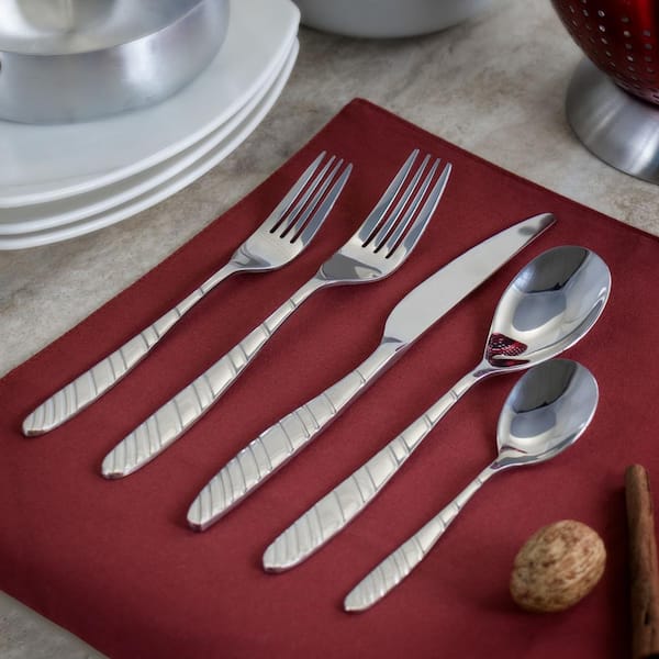 La Vague 20-Piece Silver Stainless Steel Flatware Set (Service for 4)