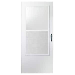 100 Series 30 in. x 80 in. White Universal 3/4 Light Mid-View Aluminum Storm Door with Black Handleset