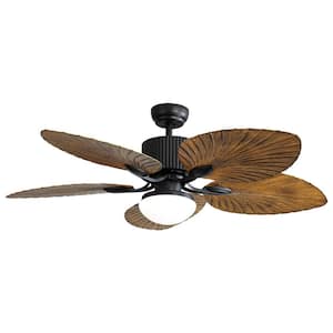 Light Pro 48 in. Indoor Black Tropical Ceiling Fan with Remote Control, 3 Speed Wind, 3 Color Dimmable LED Light