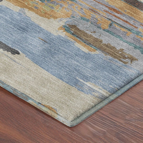 Mayfield Premium Machine Washable Abstract AMF2249 Mocha 2 ft. x 3 ft. Accent Rug