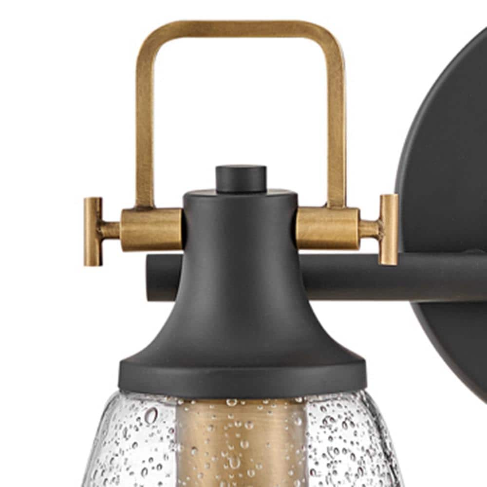 Easton Heritage Brass & Black 2-Light Dimmable Vanity Light with Clear Seedy Glass