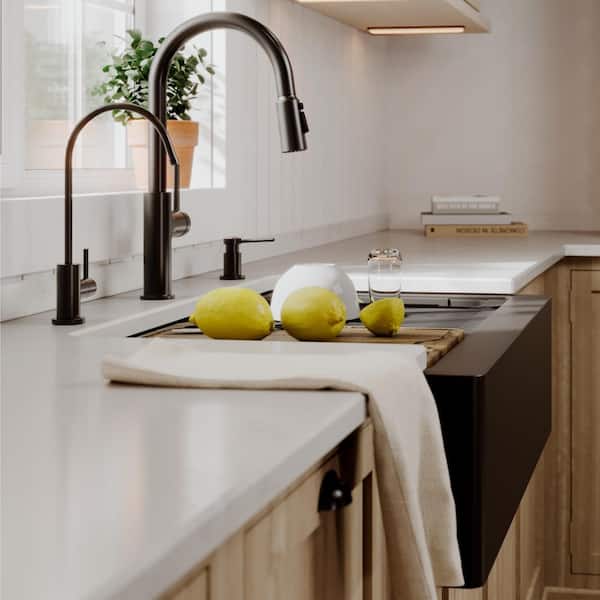 Karran 34 in. Farmhouse Single Bowl Quartz Workstation Kitchen