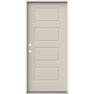36 in. x 80 in. 4 Panel Equal Right-Hand/Inswing Primed Steel Prehung Front Door