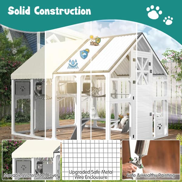 Nestfair 7.87 ft. W x 6 ft. D Greenhouse Outdoor Cat Enclosure