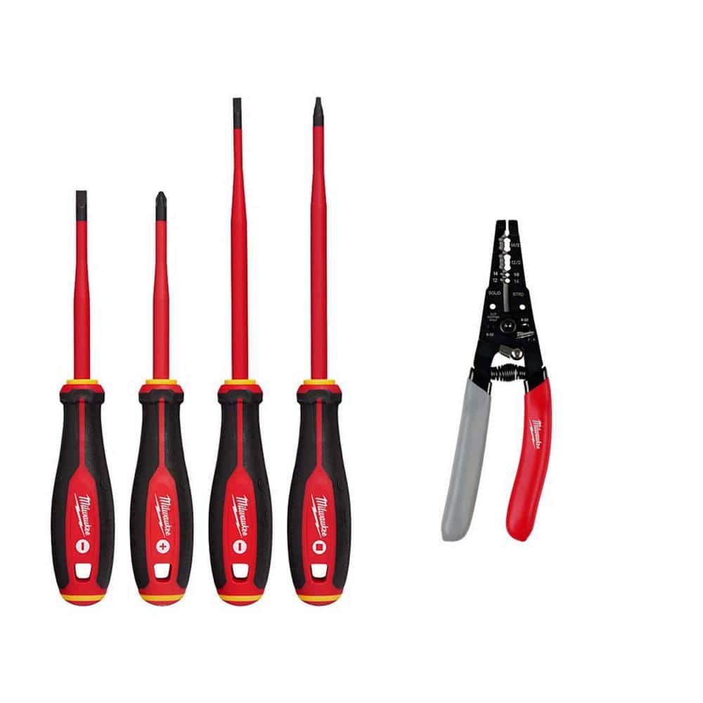 1000V Insulated Slim Tip Screwdriver Set with 12-16 AWG NM Dipped Grip Wire Stripper and Cutter (5-Piece) price history on PriceWatchPro