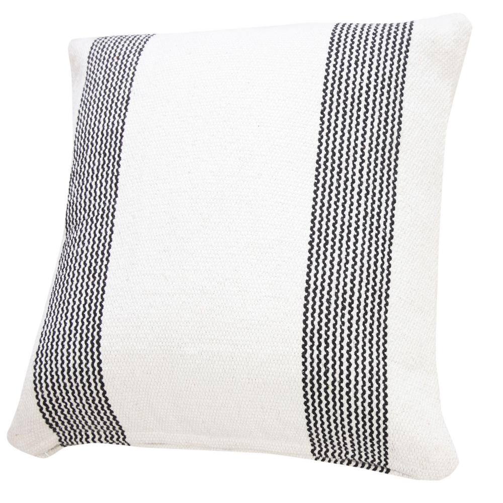 Modern Farmhouse Coastal 20" Square Striped Cotton Throw Pillow