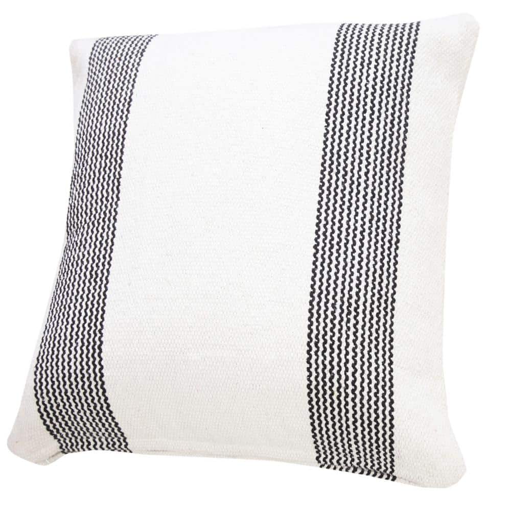Modern Farmhouse Coastal 20" Square Striped Cotton Throw Pillow