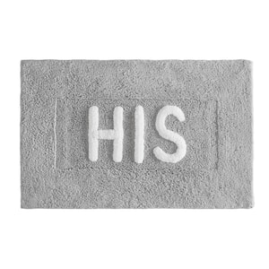 Novelty "His" Gray 21 in. x 34 in. 100% Cotton Bath Rug
