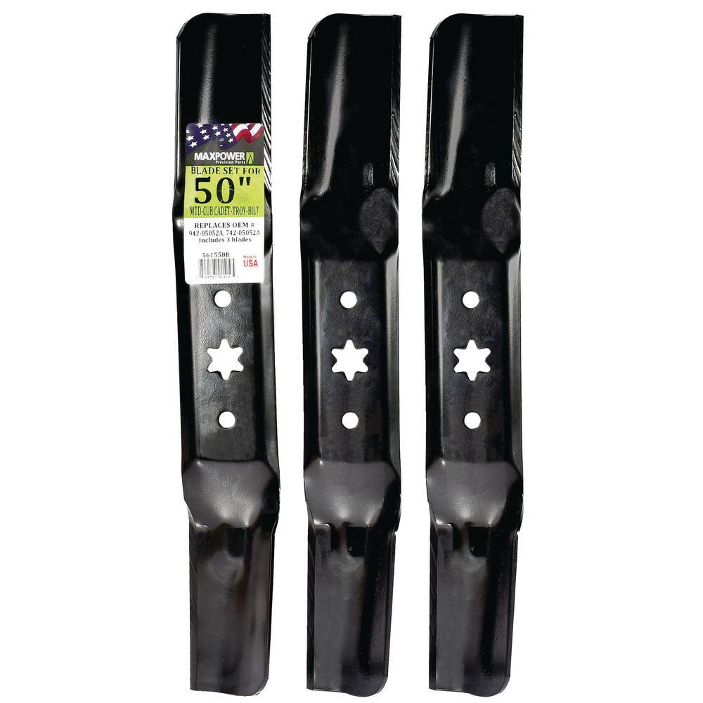 MaxPower 3 Blade Set for Many 50 in. Cut MTD, Cub Cadet, Craftsman Mowers  Replaces OEM #'s 942-05052A and 742-05052A 561558B - The Home Depot