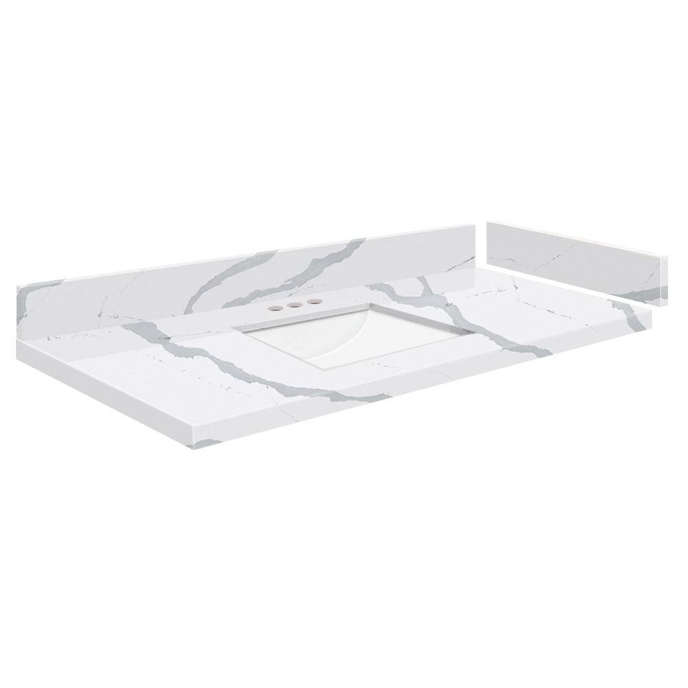 Silestone 37.25 in. W x 22.25 in. D Quartz White Rectangular Single Sink Vanity Top in Bianco Calacatta price history on PriceWatchPro