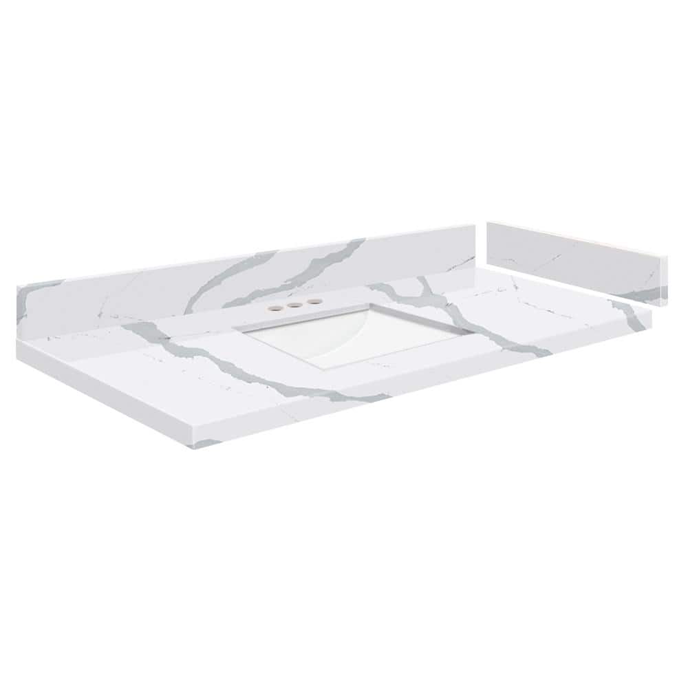 Silestone 39.75 in. W x 22.25 in. D Quartz White Rectangular Single Sink Vanity Top in Bianco Calacatta price history on PriceWatchPro