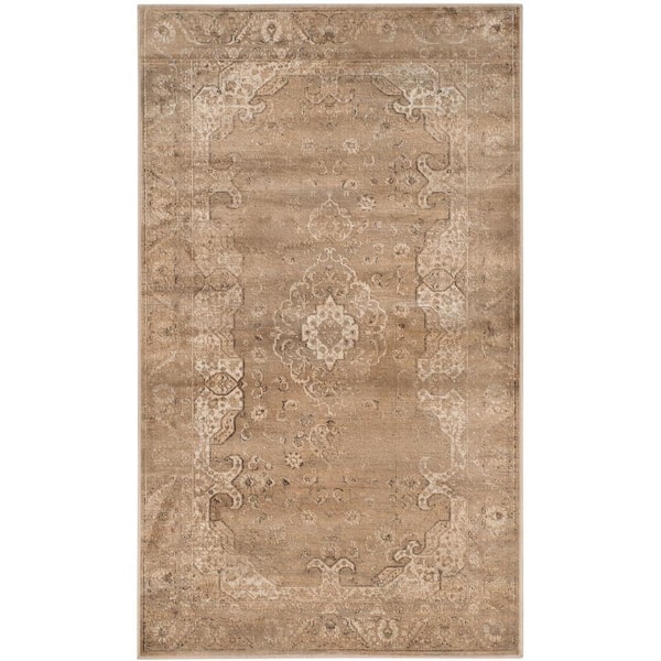 SAFAVIEH Vintage Mouse 3 ft. x 6 ft. Border Distressed Floral Area Rug