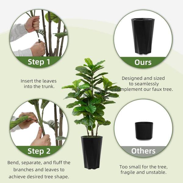 Afoxsos 60 in. Green Artificial Fiddle Leaf Fig Plant with Mocha