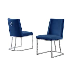 Will Navy Blue Velvet Chrome Legs Chairs (Set of 2)