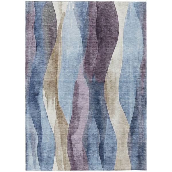 Chantille Machine Washable Indoor/Outdoor Abstract ACN1989 Denim 8 ft. x 10 ft. Area Rug