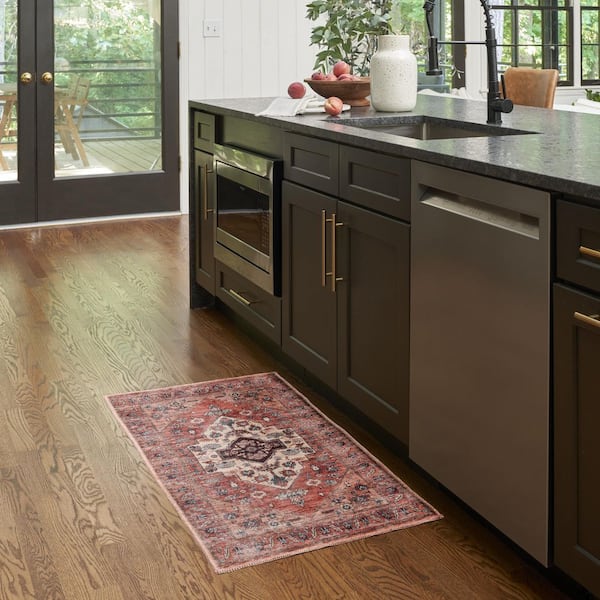 Grand Washables Rust doormat 2 ft. x 4 ft. Center medallion Traditional Kitchen Area Rug