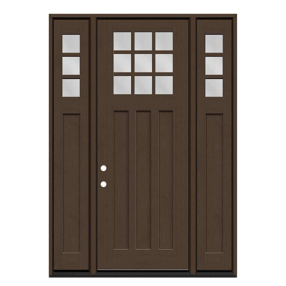 Regency 64 in. x 96 in. RHIS 1/4 9L-SDL Clear Glass Hickory Fiberglass Prehung Front Door with 12 in. -1/4Top SLs 4-9/16 price history on PriceWatchPro
