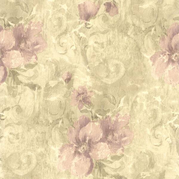 Brewster Pergoda Purple Floral Texture Wallpaper