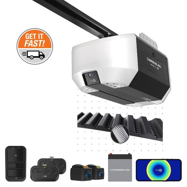 1 HP Smart Belt Drive Garage Door Opener with Battery Backup, Camera and Motion Sensing Wall Control