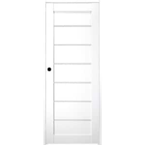 18 in. x 84 in. Alba Right-Hand Solid Core 7-Lite Frosted Glass Bianco Noble Wood Composite Single Prehung Interior Door