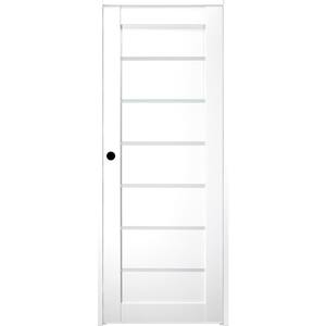 30 in. x 84 in. Alba Right-Hand Solid Core 7-Lite Frosted Glass Bianco Noble Wood Composite Single Prehung Interior Door