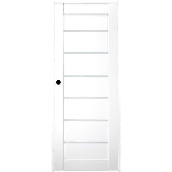 Belldinni 32 in. x 96 in. Alba Right-Hand Solid Core 7-Lite Frosted Glass Bianco Noble Wood Composite Single Prehung Interior Door