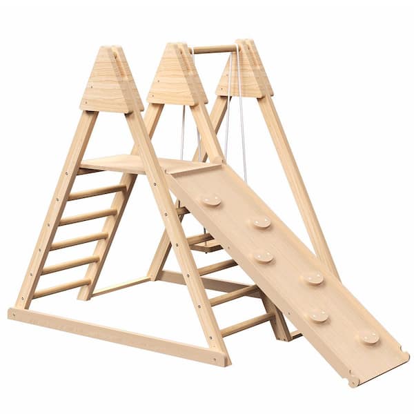 YOFE 4-in-1 Foldable Playset Pine Indoor Jungle Gym Playset YOFE 4-in-1 Foldable Playset Pine Indoor Jungle Gym Playset
