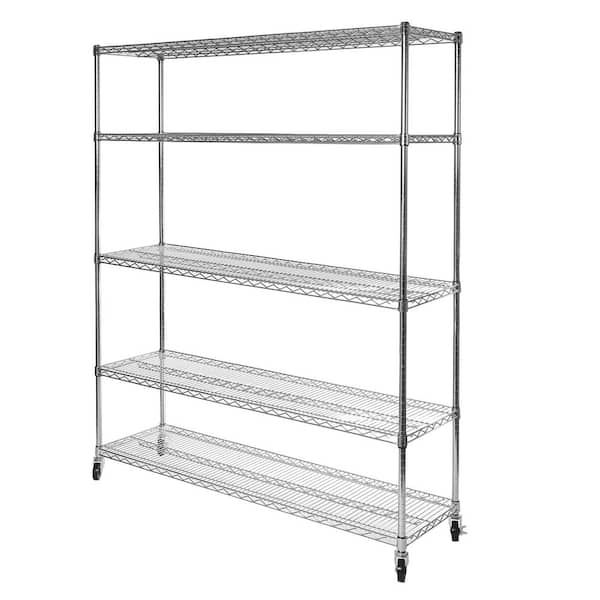 Seville Classics 5-Tier UltraZinc NSF Steel Wire Shelving with Wheels, 60W x 18