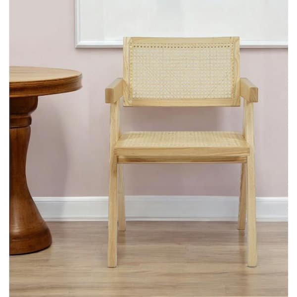 HomeRoots Natural Wood Open Back Arm Chair