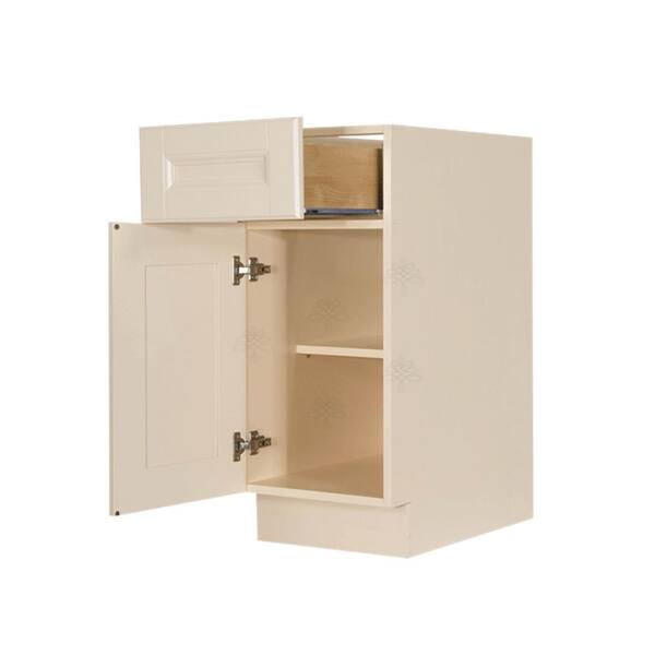 LIFEART CABINETRY Oxford Assembled 9 in. x 34.5 in. x 24 in. Base Cabinet with 1 Raised-Panel Door and 1 Drawer in Creamy White