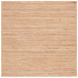 Natural Fiber Beige/Gray 6 ft. x 6 ft. Woven Solid Square Area Rug