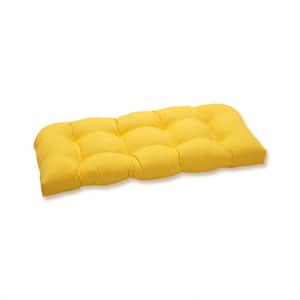 Solid Rectangular Outdoor Bench Cushion in Yellow