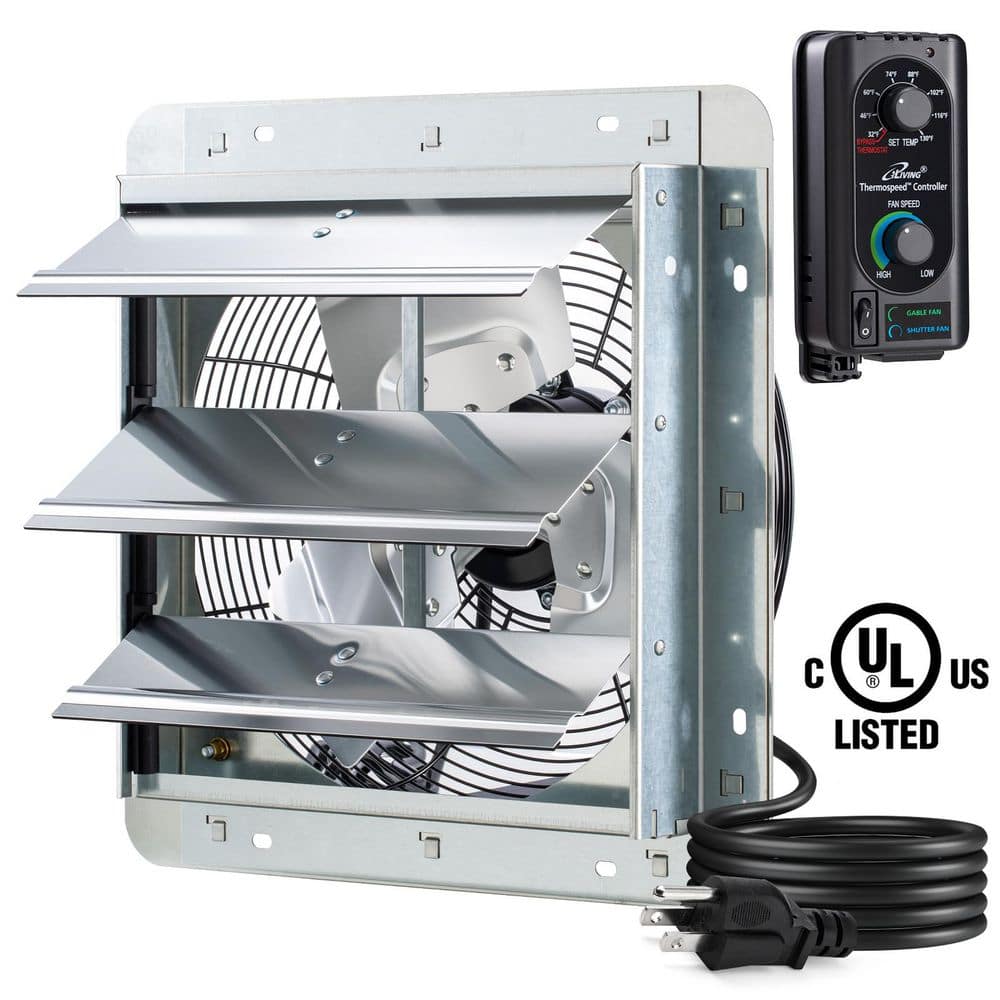 iLIVING 12 in. Shutter Exhaust Fan with Thermospeed Controller, 65