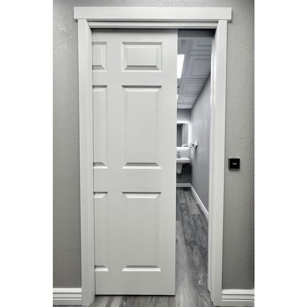 WAAY Pocket Door Frame White Primed MDF 36 in. x 80 in. x 1 3/8 in.