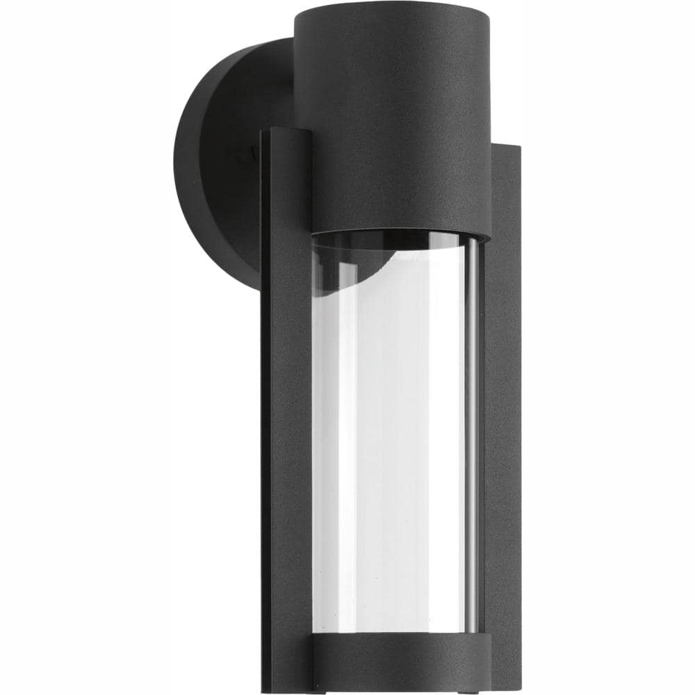 Progress Lighting Z-1030 LED Collection 1-Light Textured Black Clear Glass  Modern Outdoor Small Wall Lantern Light P560051-031-30 - The Home Depot