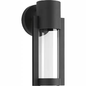 Z-1030 LED Collection 1-Light Textured Black Clear Glass Modern Outdoor Small Wall Lantern Light