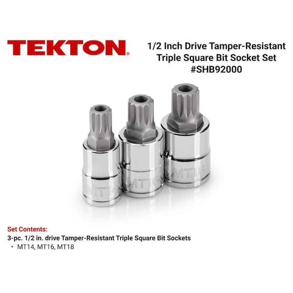 1/2 in. Tamper-Resistant Triple Square Bit Socket Set (3-Piece) (MT14-MT18)
