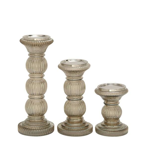 Novogratz Bronze Metal Antique Style Candle Holder with Candle Plates and  Handles (Set of 2) 044947 - The Home Depot