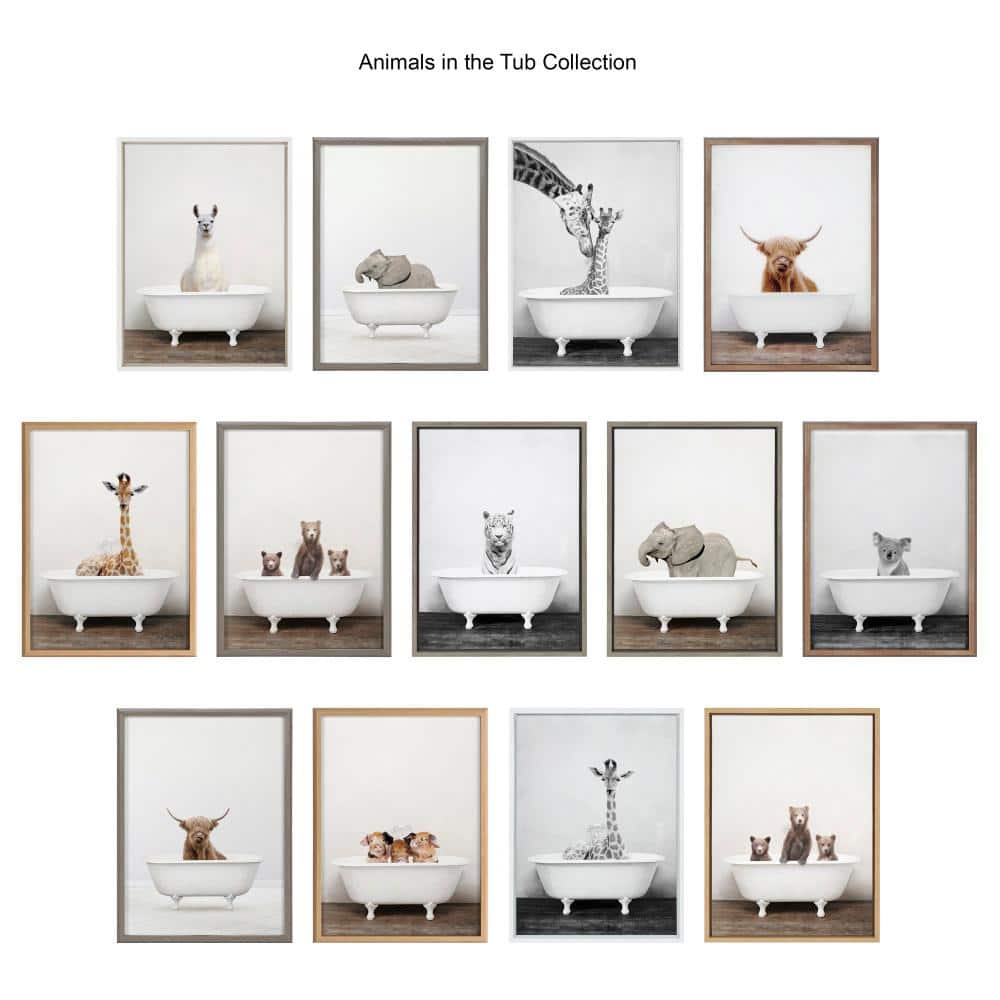 Highland Cow in Tub Framed Glass Wall Art, 18" x 24"