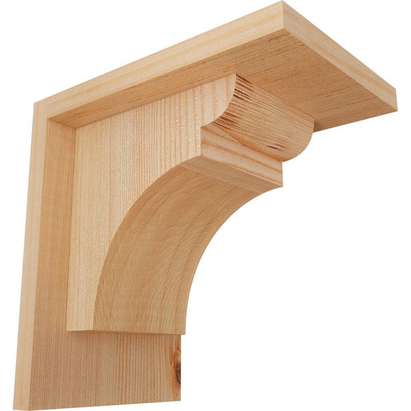Ekena Millwork 5-1/2 in. x 8 in. x 8 in. Douglas Fir Yorktown Smooth Corbel with Backplate
