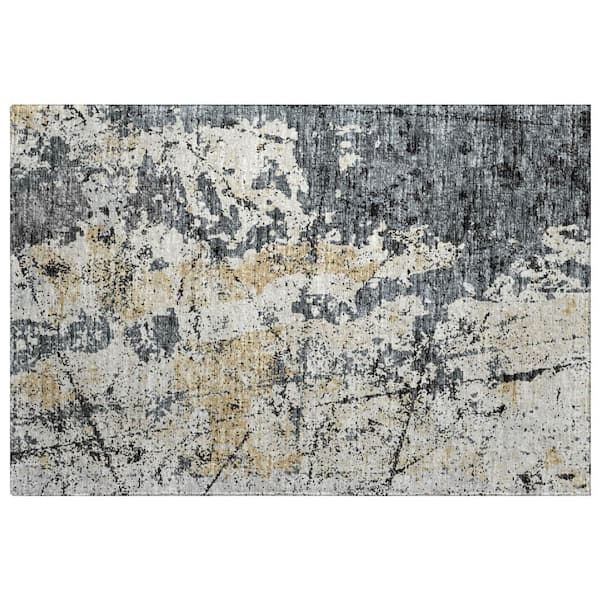Dream Shag Premium Machine Washable Abstract ADS68 Black 3 ft. x 4 ft. Area Rug