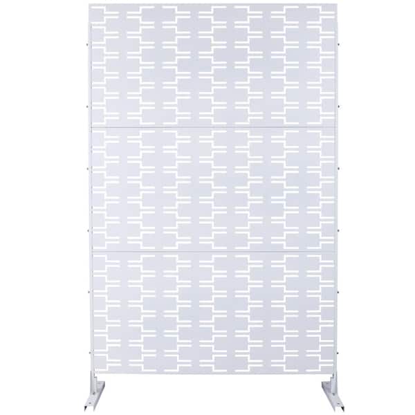 ITOPFOX Elegant 48 in. x 76 in. Outdoor and Indoor Privacy Screen Metal, Freestanding Decorative Privacy Fence Panels in White