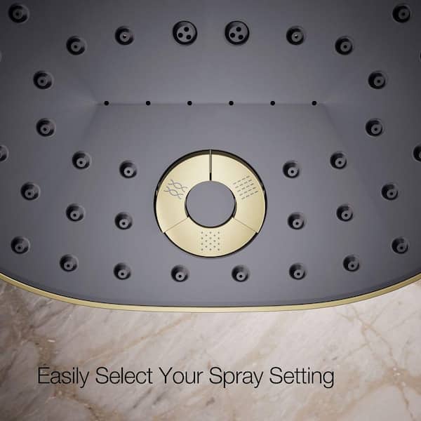 KOHLER Statement 3-Spray Patterns 7.94 in. Wall Mount Fixed Showerhead in Vibrant French Gold