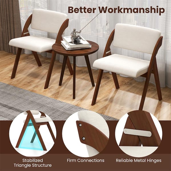 HONEY JOY Walnut Portable Wooden Folding Dining Chairs with