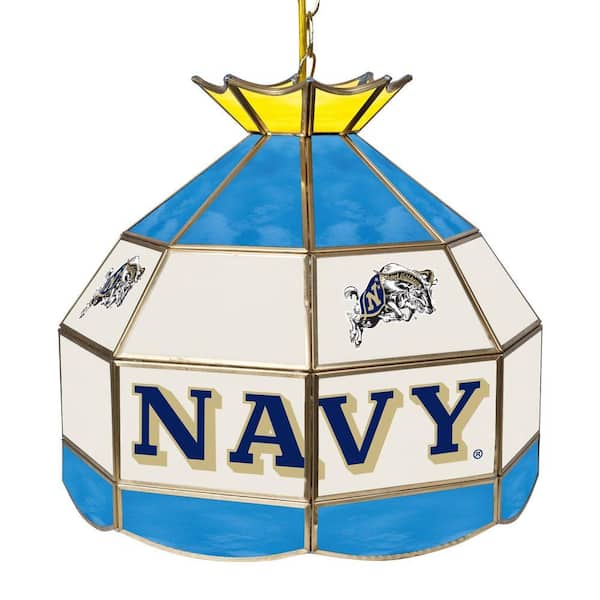 Trademark Global United States Naval Academy 16 in. Gold Hanging Tiffany Style Billiard Lamp