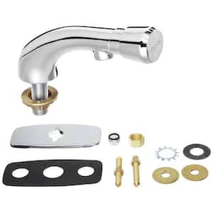 Single Handle Metering Utility Faucet with Push-Button Handle in Chrome