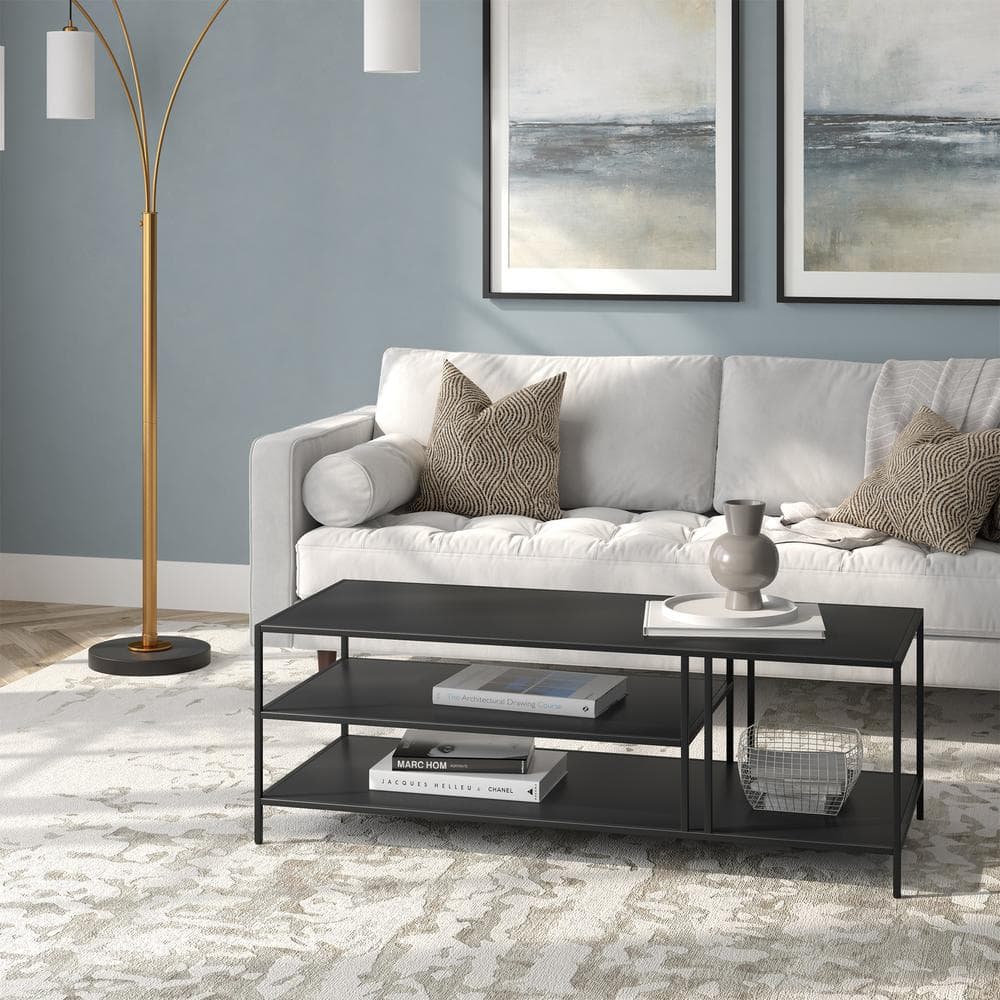 Modern Blackened Bronze Steel Rectangular Coffee Table