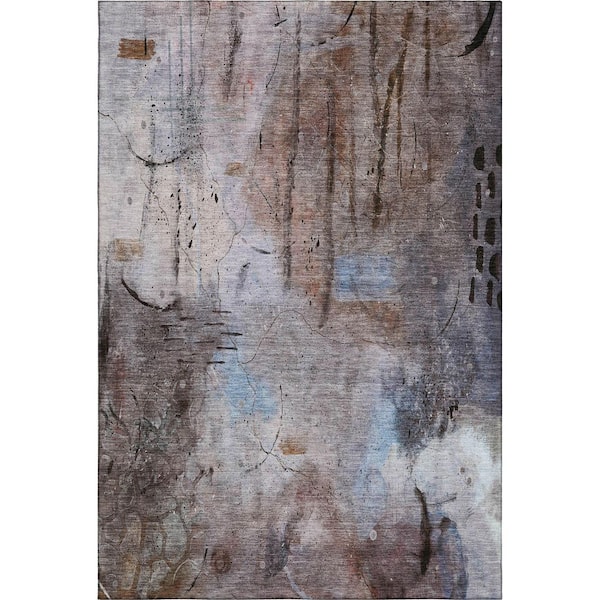 Mayfield Premium Machine Washable Abstract AMF2032 Taupe 10 ft. x 14 ft. Area Rug