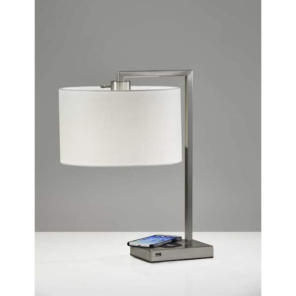 HomeRoots 21.25 in. Silver Standard Light Bulb Bedside Table Lamp